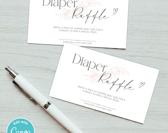 Baby Shower Game – Printable Minimalist Diaper Raffle Card | Digital Download PDF Ticket