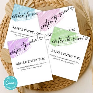 Editable Raffle Entry Sign | Enter to Win Printable Sign | Watercolor Raffle Box Sign for Events & Fundraisers | 8x10 Instant Download