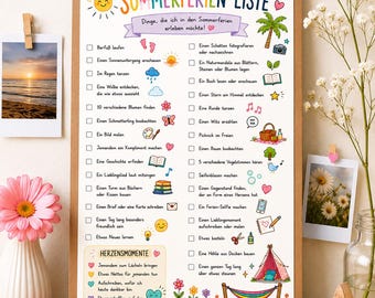 Sommerferien Liste Kinder PDF | Ferien Bucket List zum Ausdrucken | Sommerferien Aktivitäten | Ferien Checkliste | Printable Deutsch