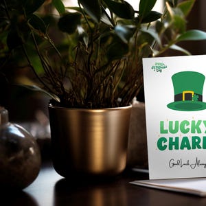 St. Patrick's Day-kaart | Geluksbrenger | Ierse wenskaart | Klaverkaart | Veel succes altijd | Kabouterhoed | Digitaal en gedrukt