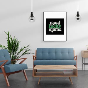 Good Lucky Mama Wall Art - Retro Typografia Wydruk - Dekoracja na Dzień Świętego Patryka - Irish Home Wydruk - Pobieranie cyfrowe