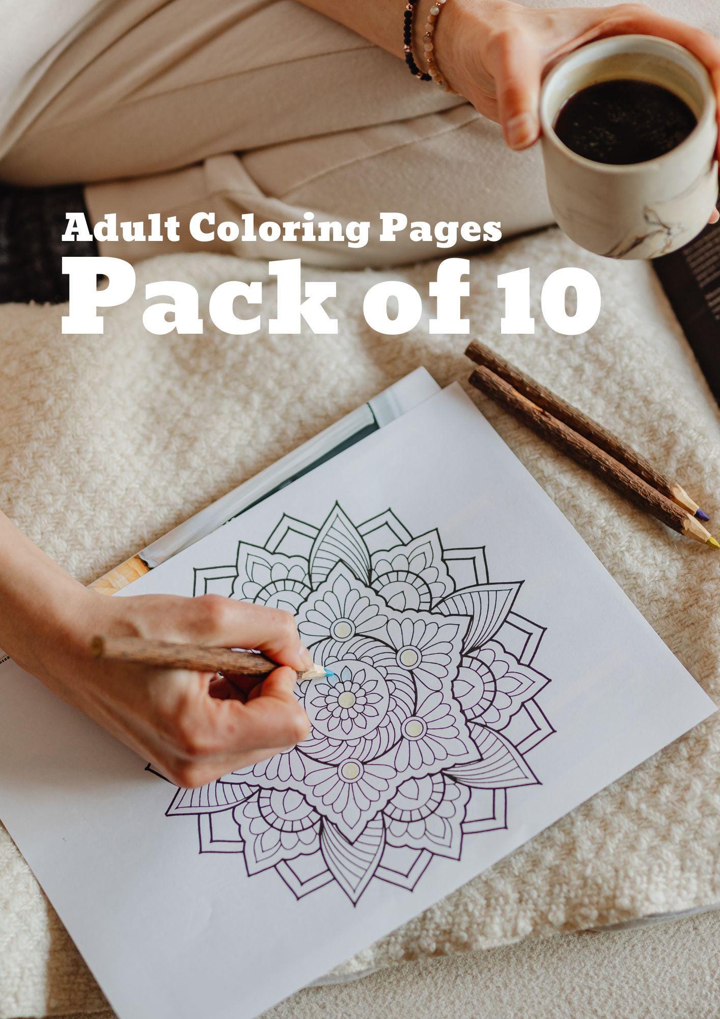 Printable Adult Coloring Book | 10 Relaxing Pages | Stress Relief ...