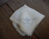 Vintage Ladies Hanky Tatted Edge  Wedding Bride Gift Handkerchief Cottage Chic Decor AMarigoldLife