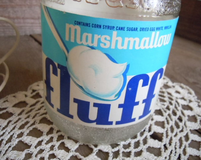Vintage Fluff Jar Glass Marshmallow Creme Food Container With Original Paper Label Amarigoldlife