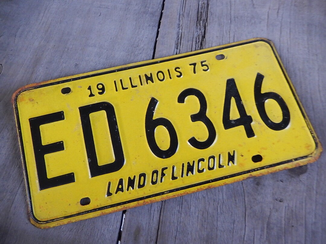 Vintage License Plate Illinois 1975 Rustic ED Garage Etsy