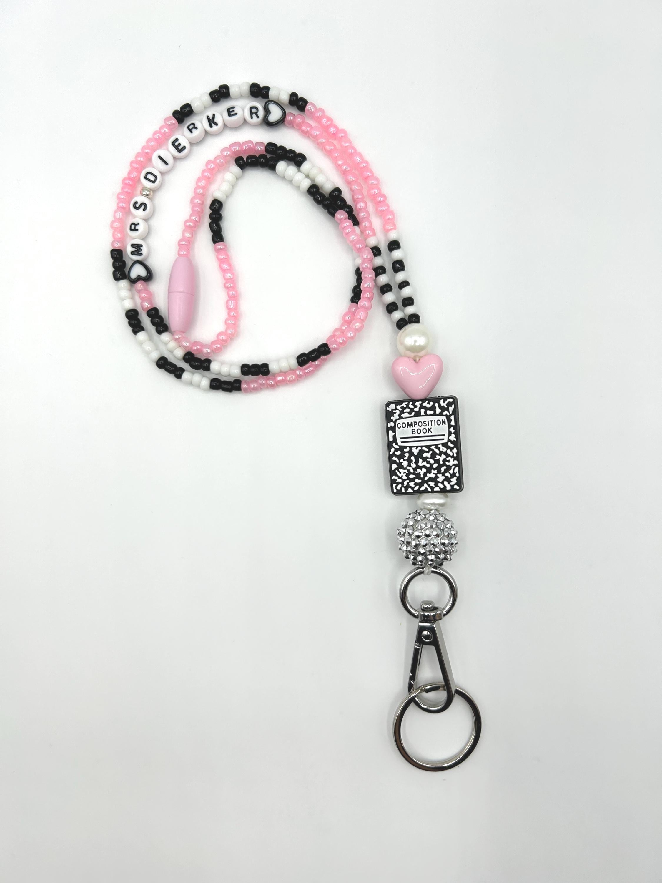 Beaded Teacher Lanyard | Custom Lanyard With Name | ID Badge Holder ...