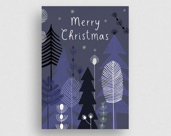 Carte postale | Forêt de Noël | Papier recyclé | marga.marina