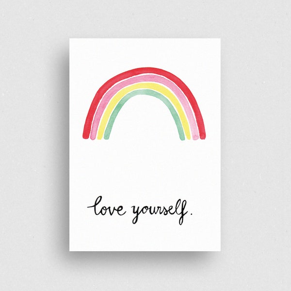 Postkarte | Regenbogen | love yourself | Recyclingpapier | marga.marina