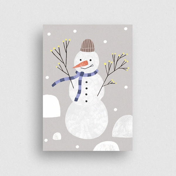 Postkarte | Schneemann | Recyclingpapier | marga.marina