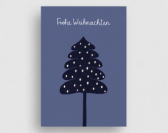 Postkarte | Wintertanne | Bleu | Recyclingpapier | marga.marina