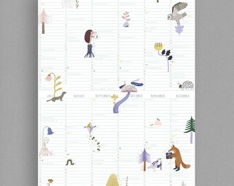 Posterkalender 2024 | 100% Recyclingpapier | Wandkalender mit Illustrationen von marga.marina | Nachhaltig - Umweltfreundlich