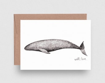 carte pliante | baleine grise | Avec amour | papier recyclé