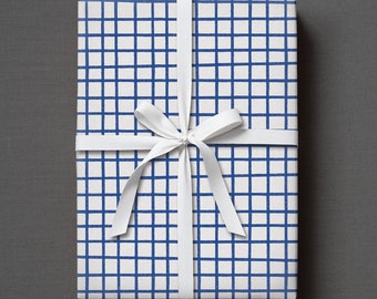 Geschenkpapier | Lína Karo | Tintenblau - Nachhaltig, 100% Recyclingpapier