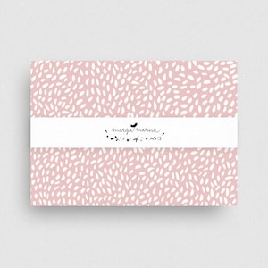 May include: A pink card with a white polka dot pattern and the text "marga/marina" in black.