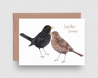 folding card | pair of blackbirds | marga.marina