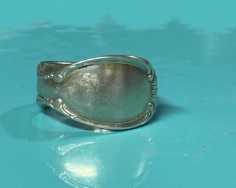 Silver Plated Spoon Ring Vintage Wrap Design ,Size US 8 ornate themed