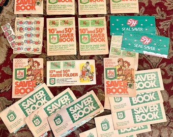 Huge Lot of vintage S & H Green Stamps Saver Books complete and blank