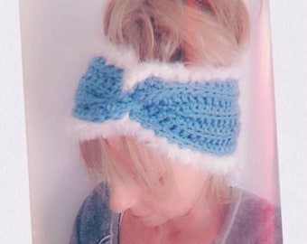 Crochet Wide Twist with Fur Trim Head Warmer Women Girls