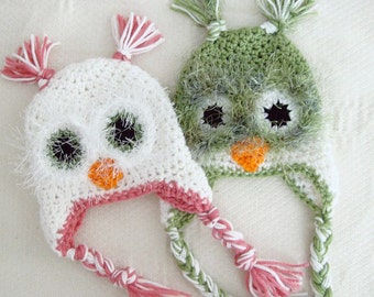 Crochet Baby Fuzzy Owl Hat Newborn to 12 Months