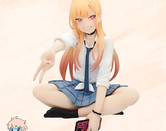 Kitagawa Marin Anime Girl Figure Sitting Pose | My Dress-Up Darling PVC Collectible Statue  | Cute Desktop Decoration | Otaku Shelf Display