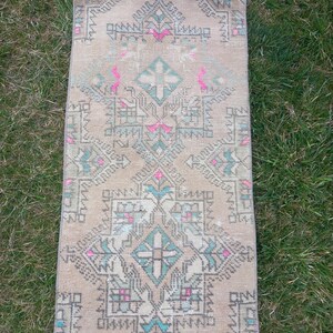 2x4 Small Area Rug, Persian Old Rug, Oriental Rug,Handmade Wool Rug,Vintage Rug,Beige Rug, Bohemian Rug,Worn Old Rug,Home Decor, 1.11x3.8 ft