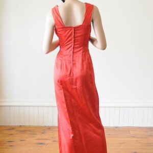 1950's RED Satin Gown Red Dress Hollywood in Lipstick Red Glamorous / Red Carpet / Old Hollywood Glamor image 4