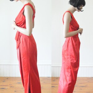 1950's RED Satin Gown Red Dress Hollywood in Lipstick Red Glamorous / Red Carpet / Old Hollywood Glamor image 3