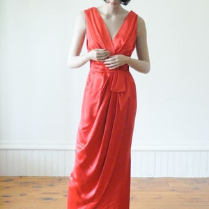 1950's RED Satin Gown Red Dress Hollywood in Lipstick Red Glamorous / Red Carpet / Old Hollywood Glamor image 2