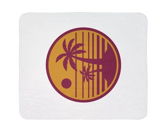 Palm Sunset Fleece Sherpa Blanket