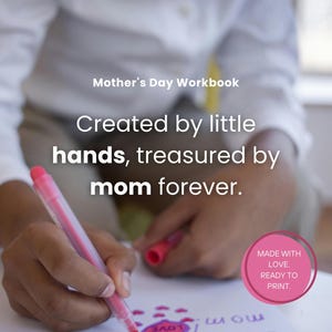 Caderno de exercícios para impressão de presente para o Dia das Mães da Kids | Carta editável, cupons para mães, páginas para colorir editáveis, download em PDF do Canva