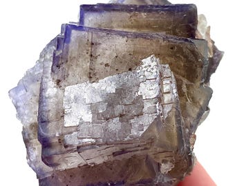 Blue Line Phantom Cubic Fluorite with Calcite Specimen, Pakistan