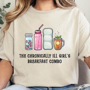 T-shirt met ontbijt voor meisjes chronisch ziek – Spoonie Life, chronische ziekte humor, zelfzorg-T-shirt, shirt medische strijder