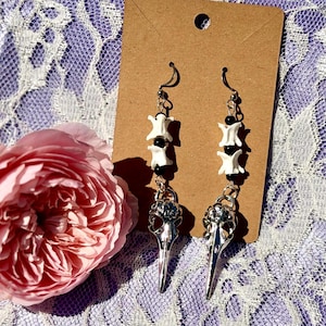 Vertebrae Bone Earrings | Plague Mask Jewelry | Snake Earrings | Bone Jewlery | Odditie Earrings | Macabre | Gothic | Stainless Steel