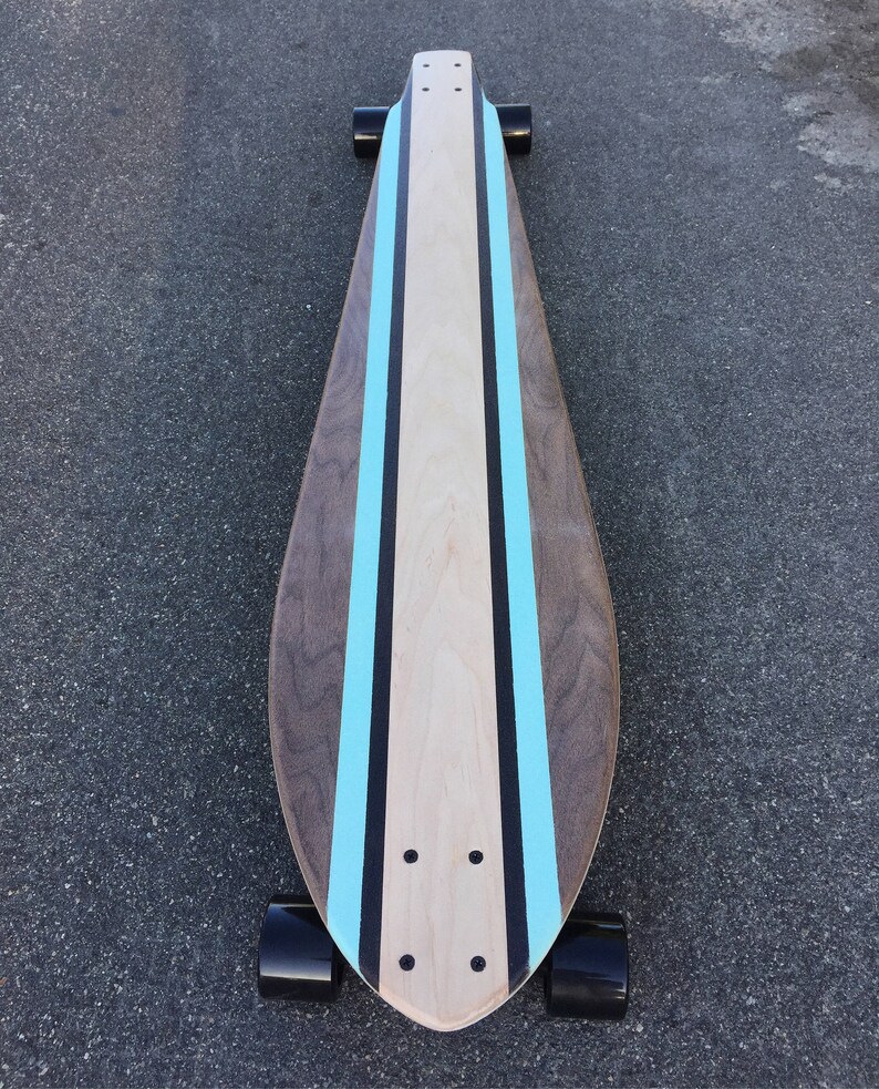 LONGBOARD Made of Solid Wood With Blue Stripes blue Etsy