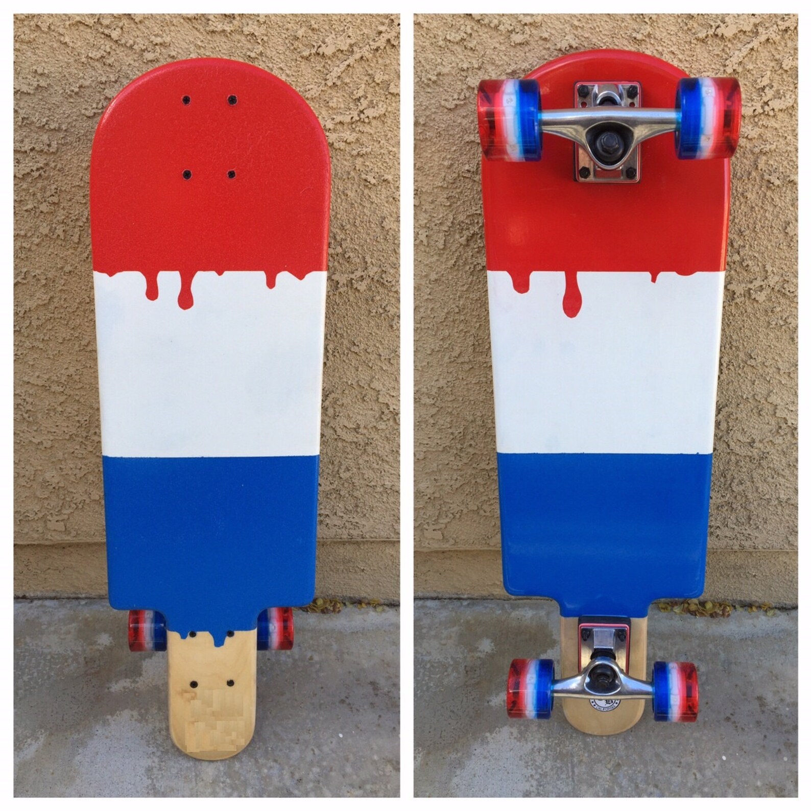 Popsicle Skateboard Red White & Blue with Sunset Flare Etsy
