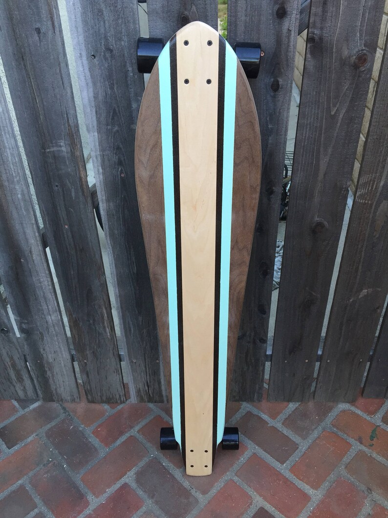 LONGBOARD Made of Solid Wood With Blue Stripes blue Etsy