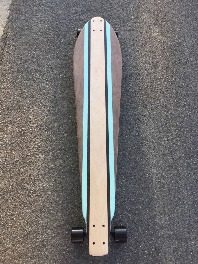 LONGBOARD Made of Solid Wood With Blue Stripes blue Etsy