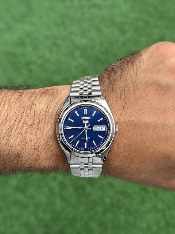 Seiko 5 Automatic Watch: 7S26C Japan Movement, Blue Dial - Etsy