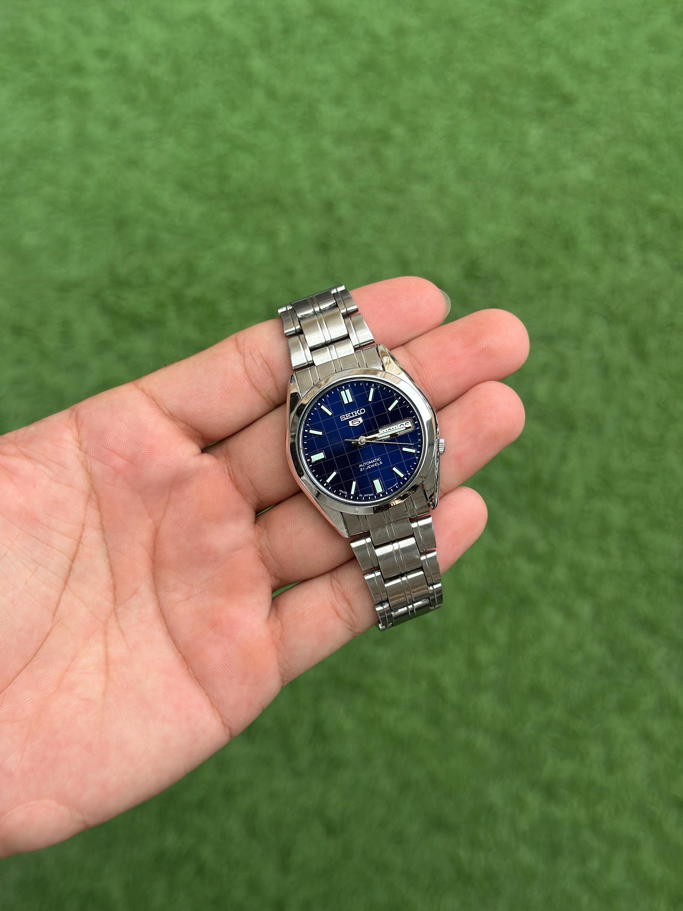 Vintage Seiko 5 Automatic Watch: Japan Made Blue Dial - Etsy
