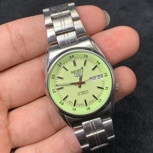 Vintage seiko 5 automatic watch 7S26-02C0 A4 - japan watch-gift for him-birthday gift-original watch-green dial watch-Working