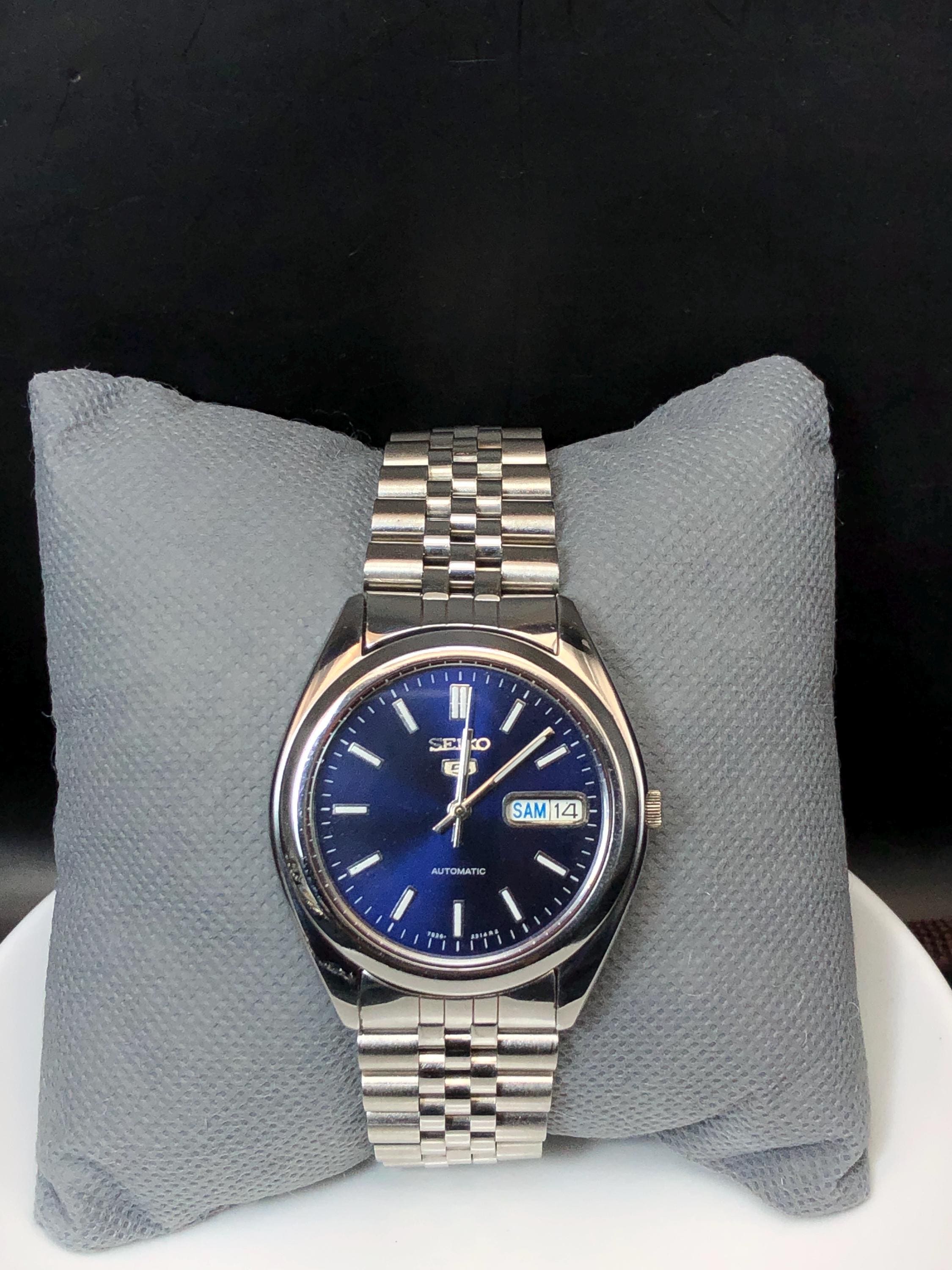 Seiko 5 Automatic Watch: 7S26C Japan Movement, Blue Dial - Etsy