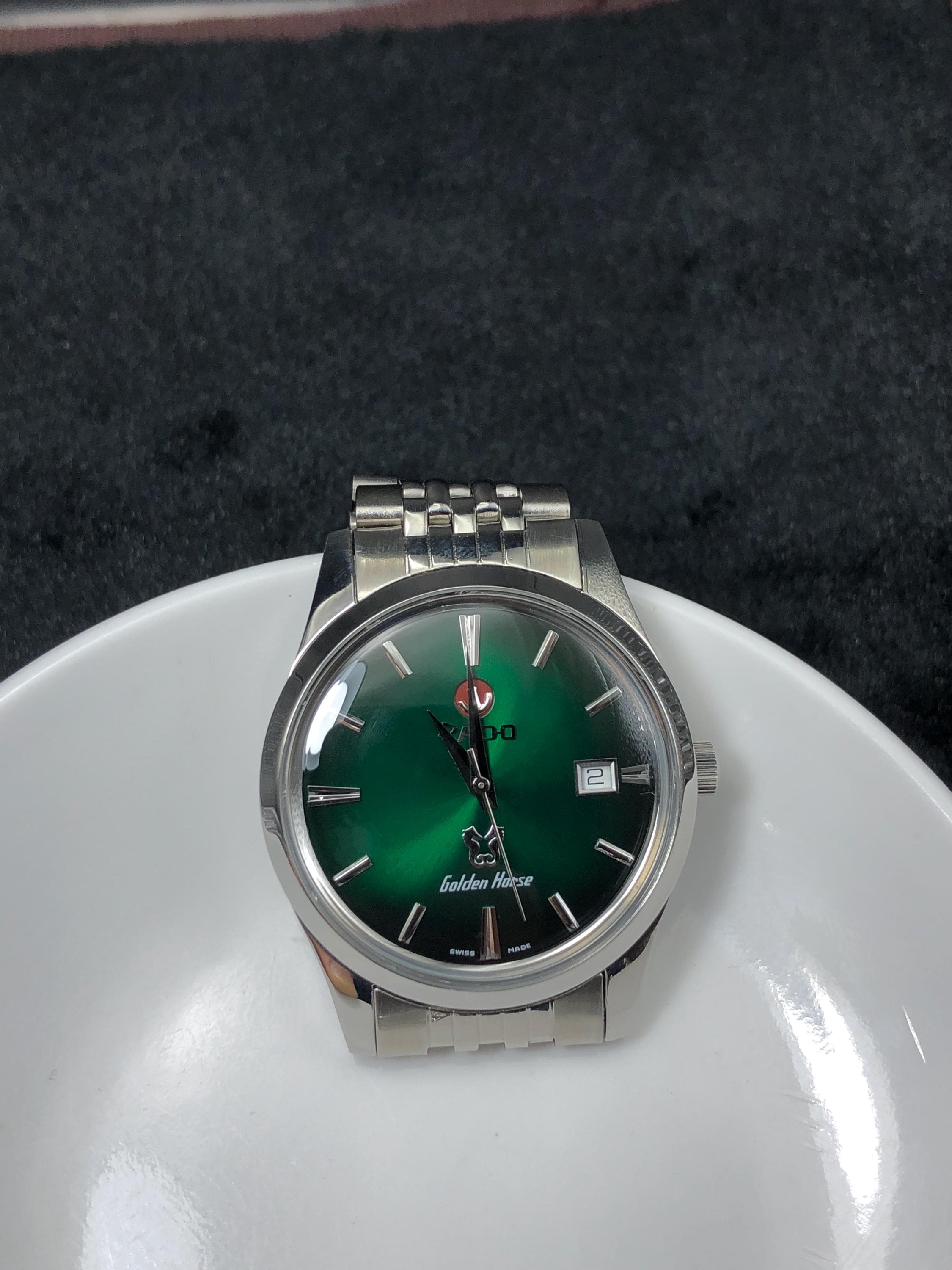 Vintage Rado Golden Horse Automatic Watch: Green Dial, 25 Jewels