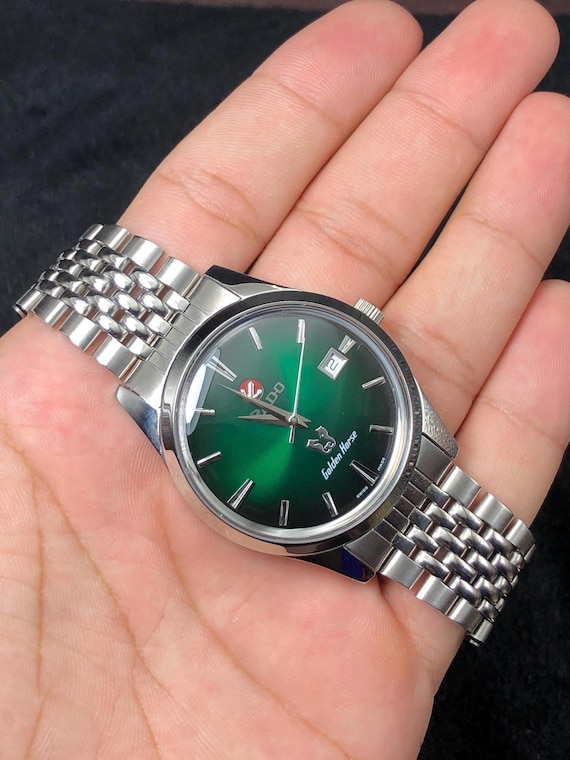 Vintage Rado Golden Horse Automatic Watch: Green Dial, 25 Jewels