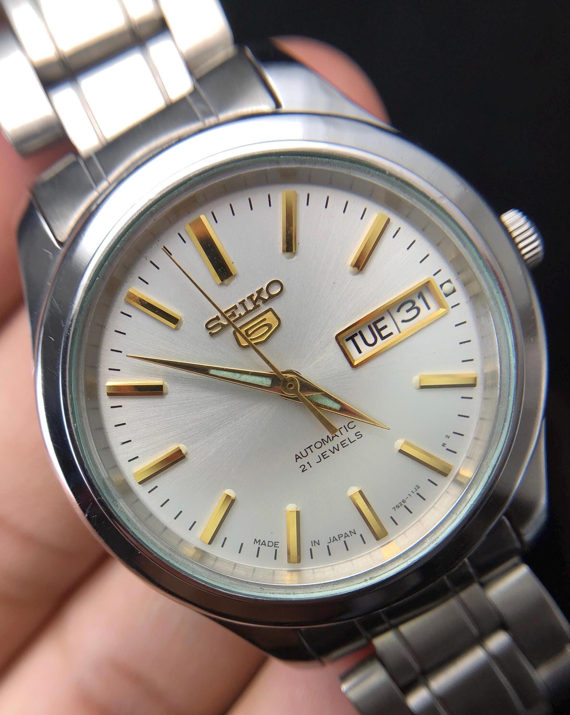Vintage Seiko Automatic Watch: White Sunburst Dial, Japan Made
