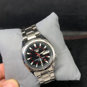 Vintage seiko 5 automatic watch 7S26-03D0- A4- japan watch-gift for him-birthday gift-original watch-black dial watch-Working-day date watch