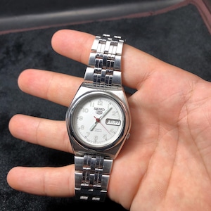 AA grade vintage seiko 5 automatic watch - japan watch-gift for him - birthday gift - original watch-white dial watch-