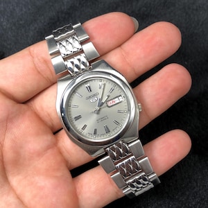 Vintage seiko 5 automatic watch-japan 7S26-00X0 watch-gift for him -birthday gift - original watch-grey dial watch-