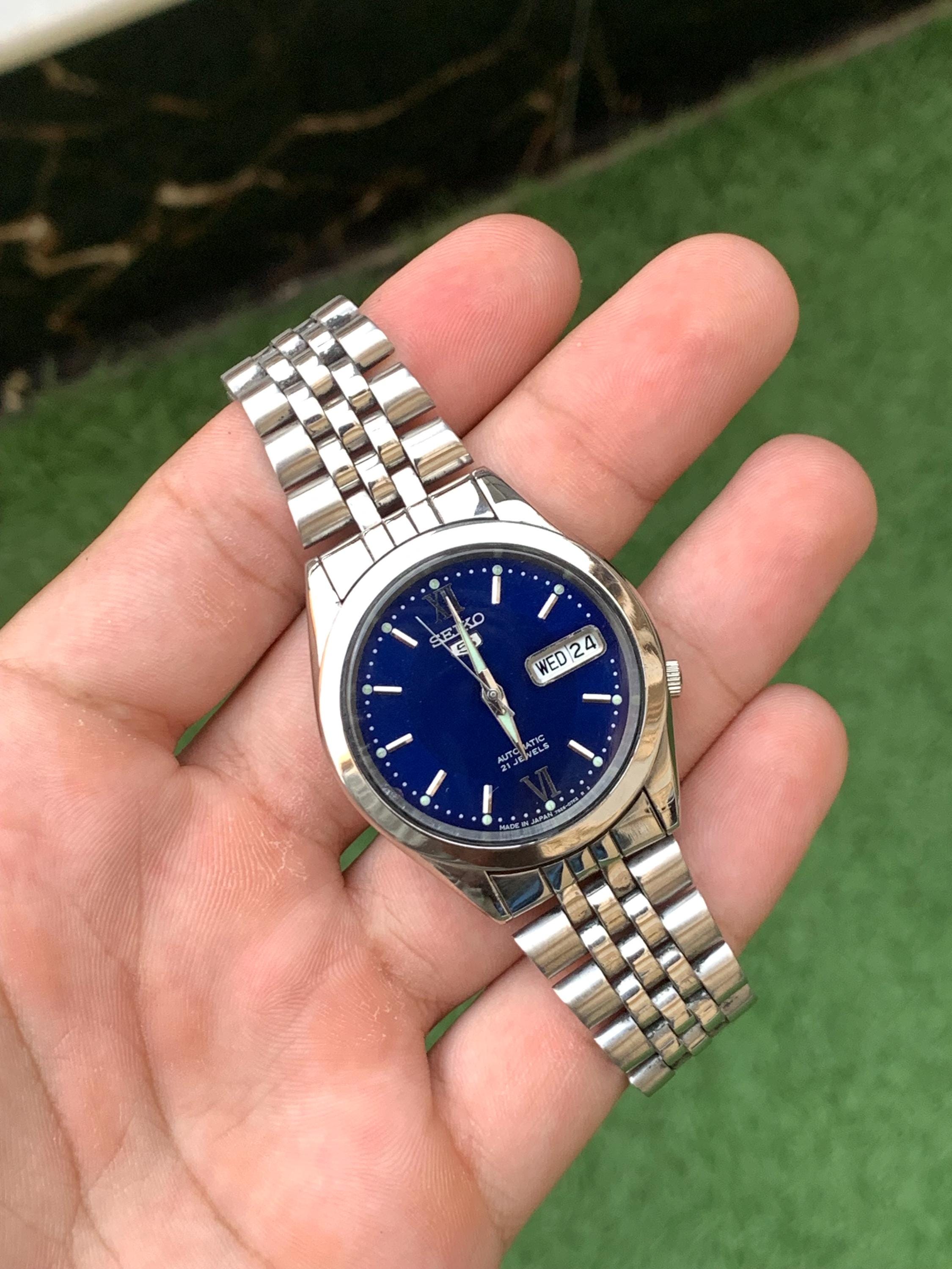 Seiko 5 Automatic Watch - Japan Made - Blue Dial - Jubilee