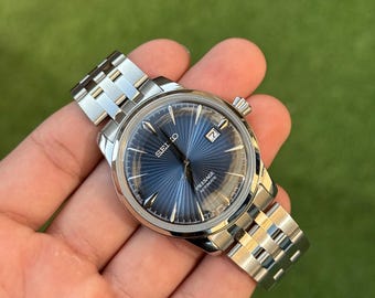 Vintage Seiko Blue dial Presage Automatic – Refurbished – Original Movement – Aftermarket Dial & Bracelet – Polished Case
