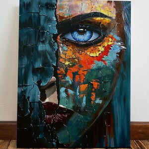 Unique Abstract Face Art Handcrafted Painting on Canvas Handmade Modern Art Original Custom Women Art Gift for Her Wall Art Home Interior